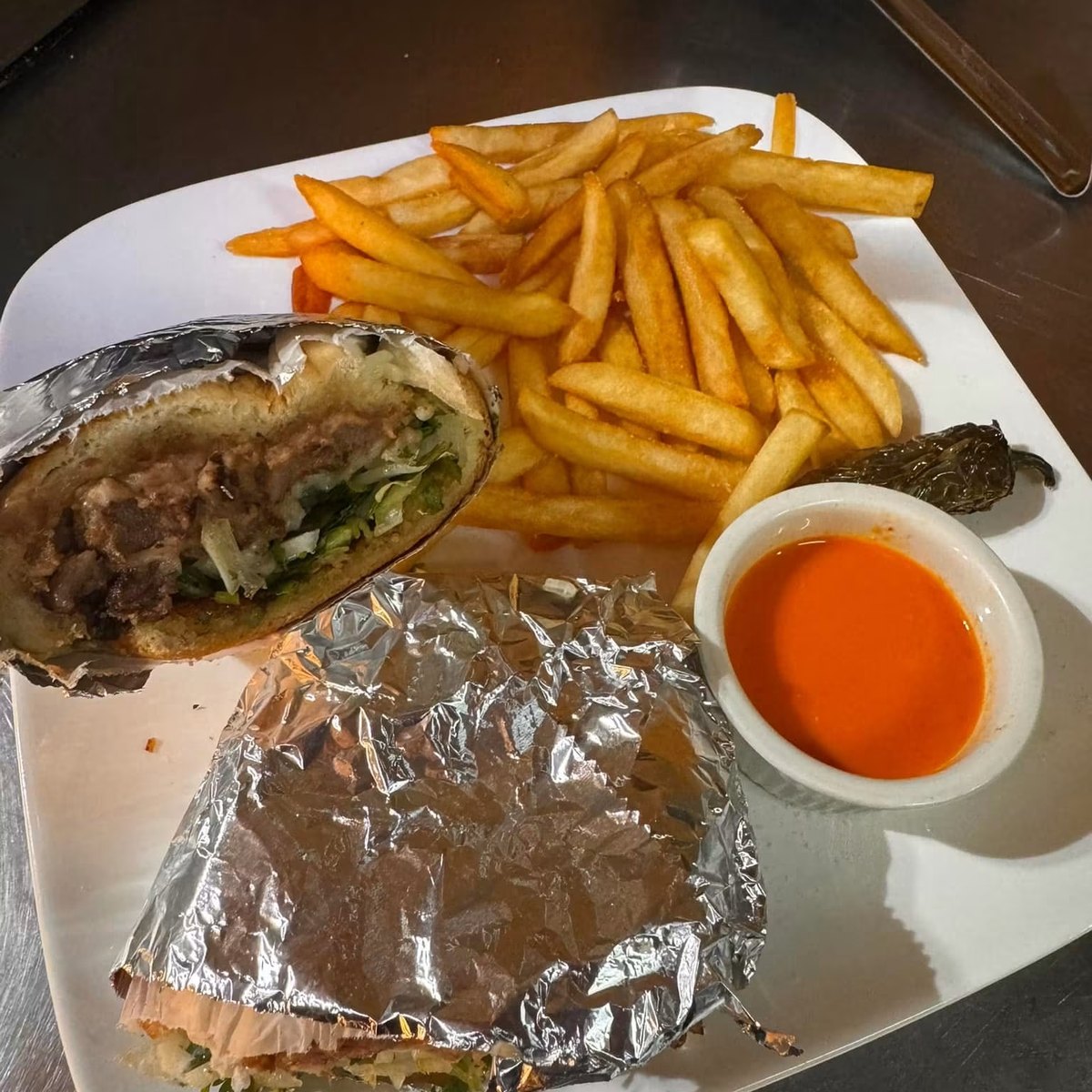 Bolillo torta with fries